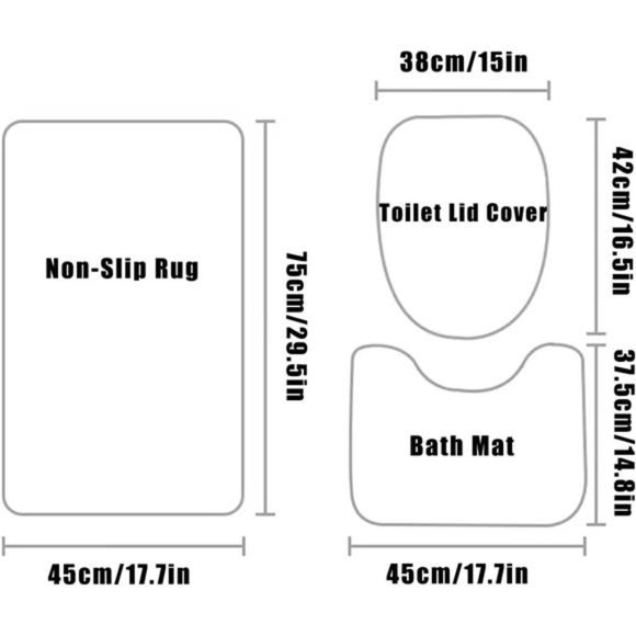 4 Pcs Christmas Shower Curtain Rug Bath Mat Toilet Lid Cover for Bathroom - Picture 2 of 7